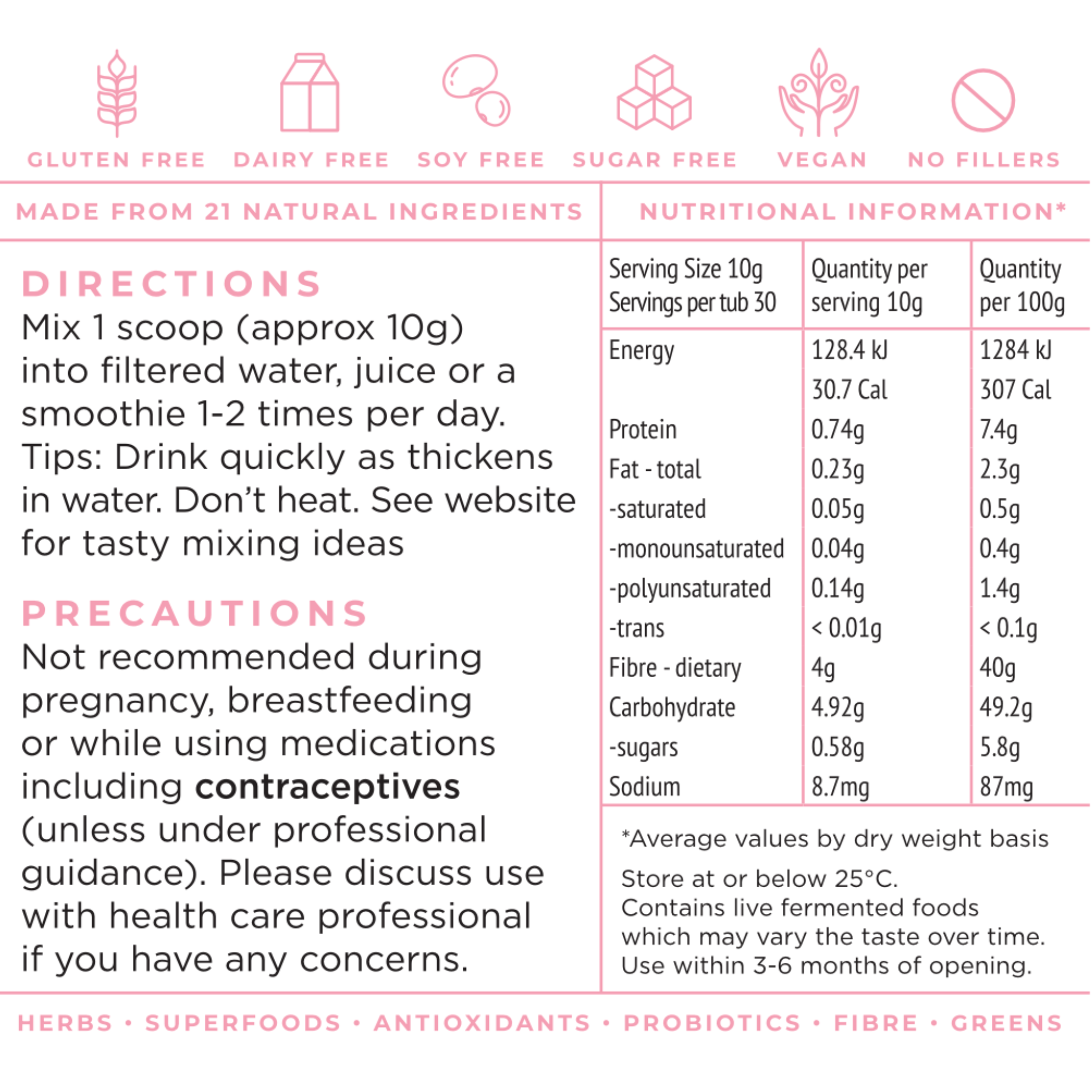 Fem21 - 300g tub - 30 servings - Natural Health by Meah