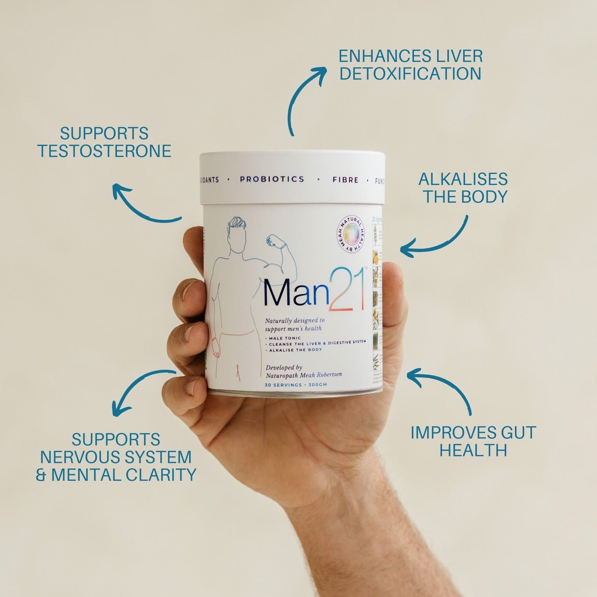 Man21 - 300g tub - 30 servings - Natural Health by Meah
